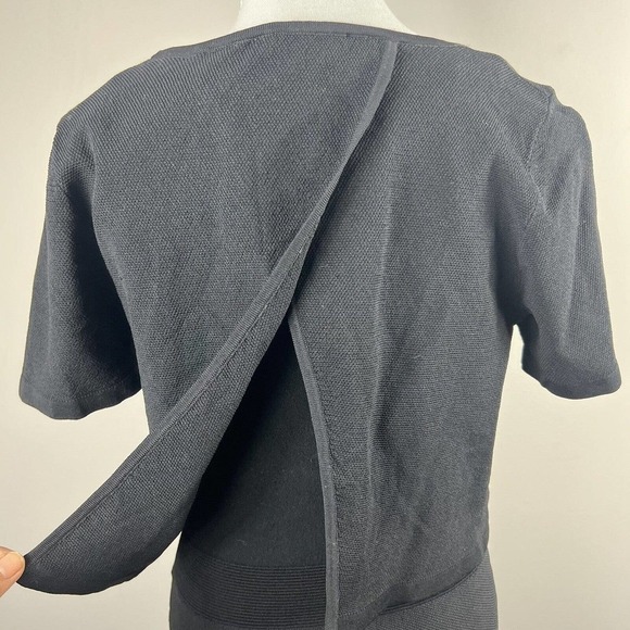 Sandro Paris Black Short Sleeve Dress Size 3 40 US 8 Overlay Stretchy - Picture 12 of 14